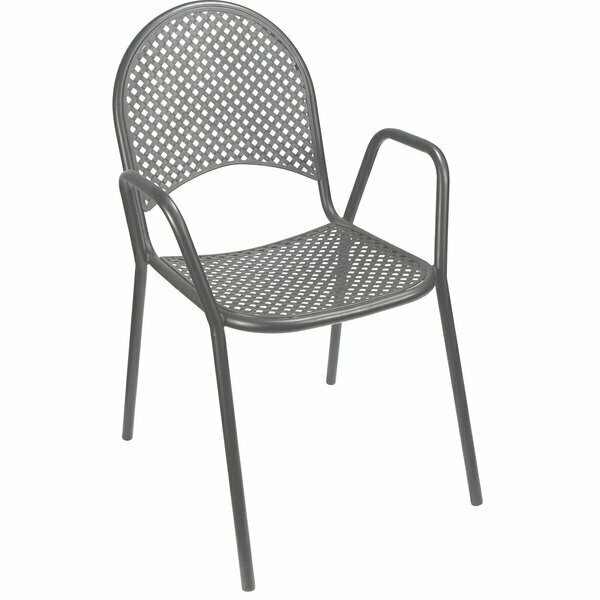 American Tables & Seating Dark Grey Powder-Coated Checker Metal Mesh Outdoor Chair 132ATS90G